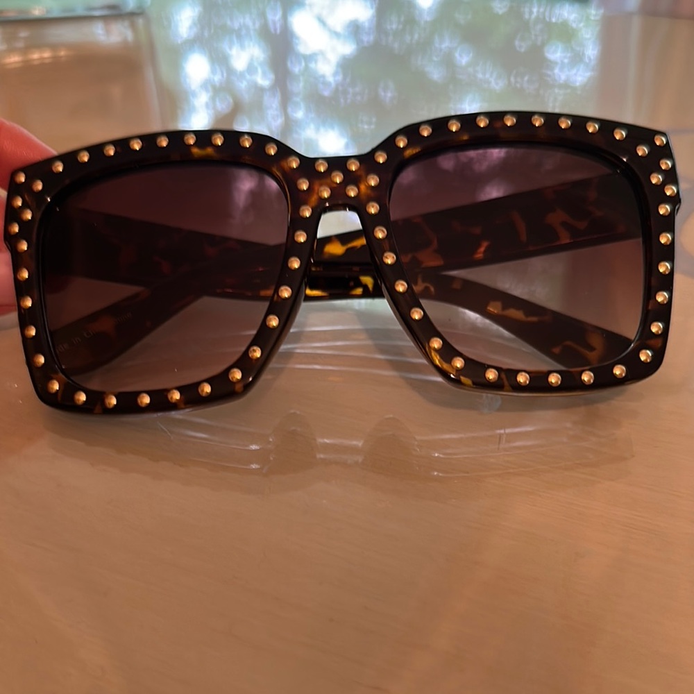 Anthropologie Brown and Gold Studded Sunglasses